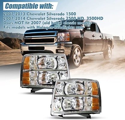 Headlights Assembly Compatible with 2007-2013 Chevy Silverado 1500,2007-2014 Silverado 2500HD 3500HD